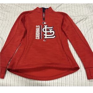 St. Louis Cardinals Majestic Women’s 1/4 Zip Pullover Red MLB Sweatshirt-Size S